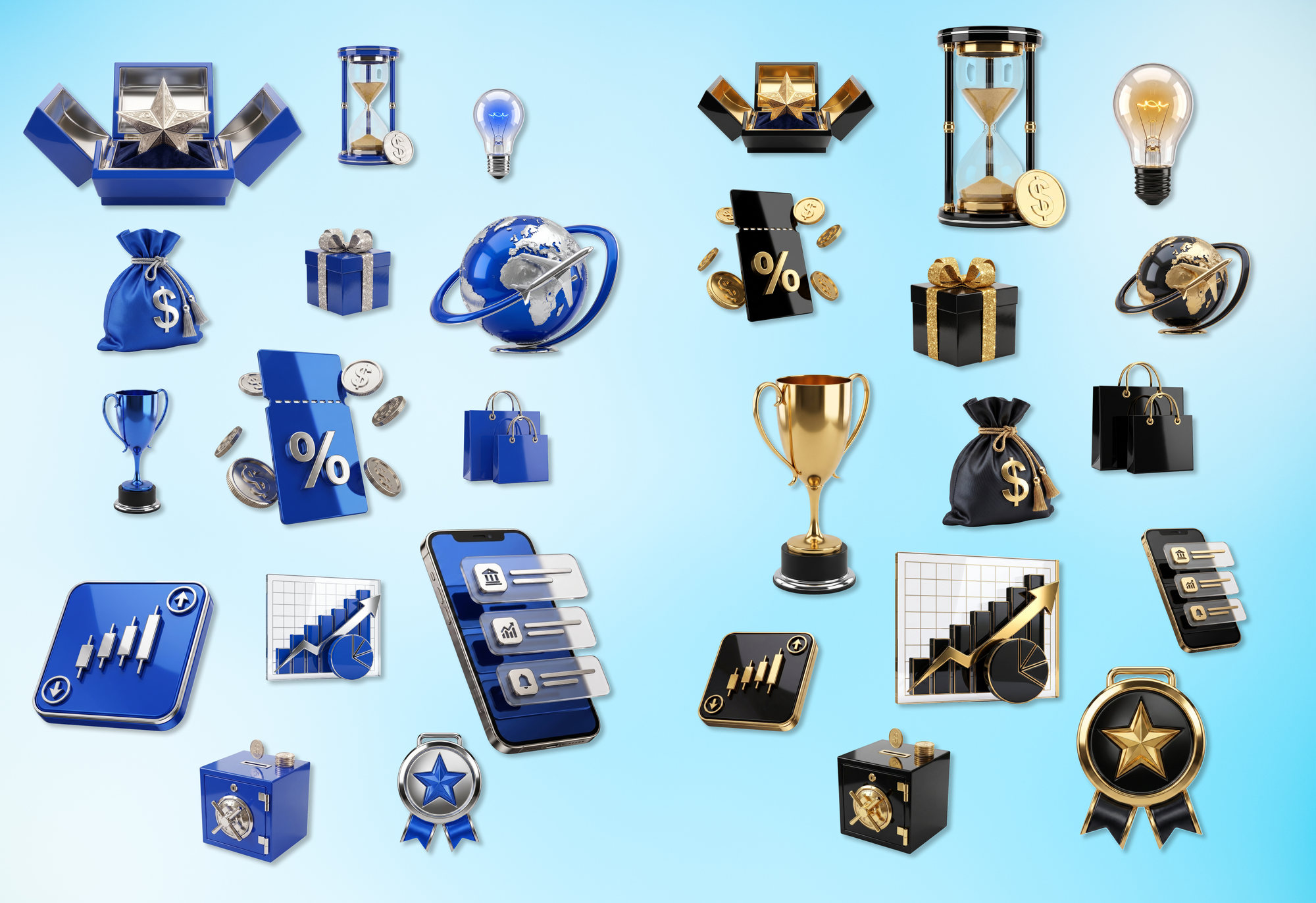 Citibank icon bank: generic blue and silver set alongside the Gold and Affluent black and gold set