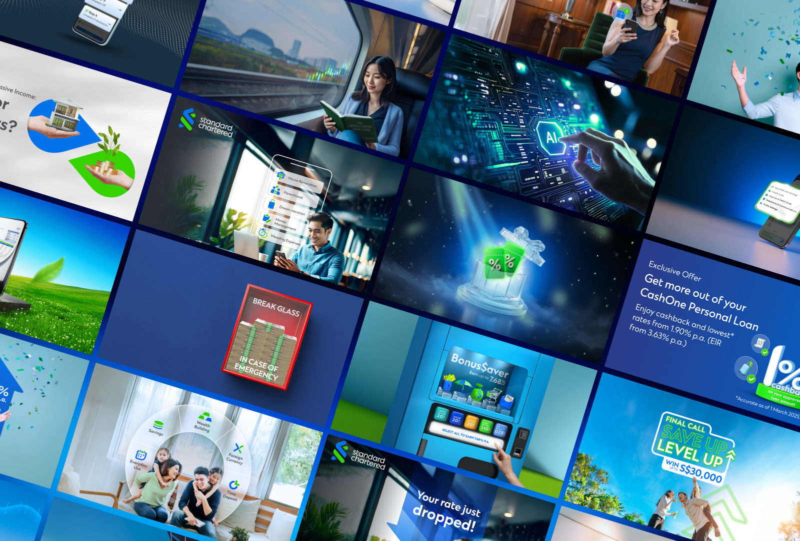 Standard Chartered campaign key visuals across SG and HK markets